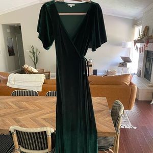 Baltic Born wrap dress. XS. Dark green velvet. Worn once for a bridesmaid dress.